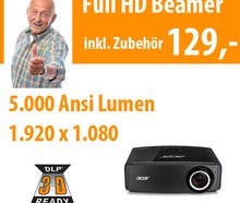 5.000 Ansi Lumen tageslichttauglicher DLP Full HD Beamer