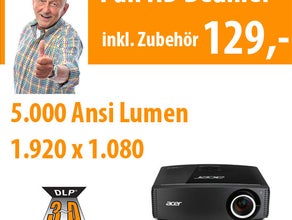 5.000 Ansi Lumen tageslichttauglicher DLP Full HD Beamer