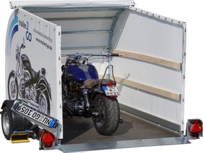 L Motorradanhänger für 1 Motorrad, gebremst 1,3 to. Absenkbar Octopus