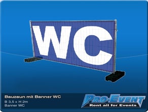 Bauzaun mit Banner WC