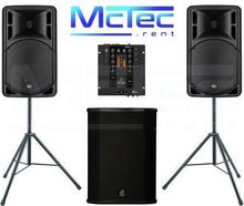 Lautsprecher Musikanlage Beschallungsanlage Partyanlage Boxen Mischpult 2x RCF Art 312 aktiv 1x dB Technologies Sub 18H aktiv