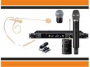 Profi 2-fach Funkmikrofon Set mit Handmikro, Headset, oder Ansteckmikrofon