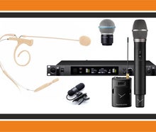 Profi 2-fach Funkmikrofon Set mit Handmikro, Headset, oder Ansteckmikrofon