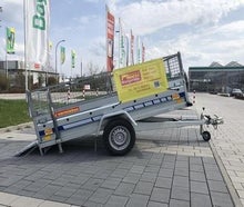 Anhänger, Kippanhänger mit Gitter, zul. GG 750 kg, Nutzlast max. 500 kg, Ladefläche 2,65 x 1,25 x 0,68 m