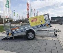 Anhänger, Kippanhänger mit Gitter, zul. GG 750 kg, Nutzlast max. 500 kg, Ladefläche 2,65 x 1,25 x 0,68 m
