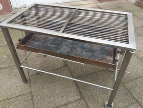 Großer Holzkohlegrill  Edelstahl, Grillfläche 100 x 50 cm