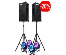 Outdoor Paket mieten (ab € 159): 2x Akku-Lautsprecher SOUNDBOKS & 4x Akku-Ambientlichter ✓ Bis 80 Personen ✓ Kein Strom nötig