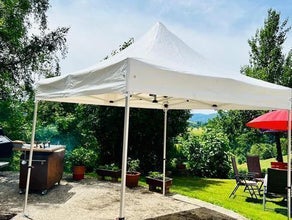 Partyzelt / Pavillion / Faltpagode 3 x 3 m (3,35 m hoch) weiss - hochstabiles Aluminiumprofil mit Scherenmechanik - super schnell aufgebaut