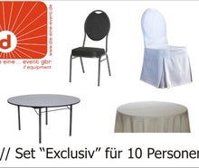 Set Banketttisch 183 cm rund inkl. 10x Bankettstuhl