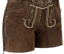 Sofort Versand möglich | Trendige sehr kurze Damen Lederhose Braun | Gr. 32 bis 42 | zünftig & modern von Spieth & Wensky | Online Verleih Miete ausleihen