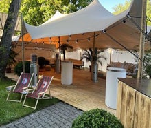 Stretchzelt, Tipi Zelt, Partyzelt, Zeltmembran 10 x 7,5 m sand- 75 qm - Tentickle, Flexzelt