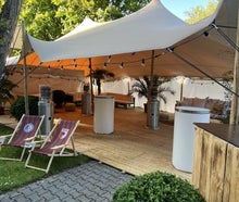 Stretchzelt, Tipi Zelt, Partyzelt, Zeltmembran 10 x 7,5 m sand- 75 qm - Tentickle, Flexzelt