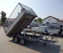 gebremster Hochlader elektrischer Dreiseitenkipper mit Gitteraufsatz 3,05x1,80x1,05m- 2700kg Anhänger