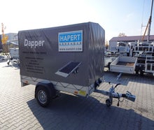 gebremster Tieflader mit Hochplane Plane und Spriegel 2,60x1,34x1,60m - 1350 kg Anhänger