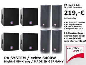⚡ PA Anlage, Musikanlage,✅ Qualität: MADE IN GERMANY , Audio Zenit, JBL, QSC, Soundboks, Tontechnik, Funkmikrofone Mieten Verleih