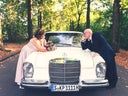 Weiße Mercedes S-Klasse Oldtimer aus den 60ern als Hochzeitsauto mieten oder mit Chauffeur!! - Galerie - Bild 1