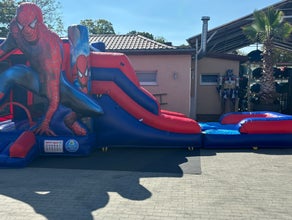 Vermiete Hüpfburg "Spiderman" Pool Rutsche Motto Kinderparty