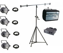 Licht Profikomplettset 3 · 4x LED-PAR je 36x3 W + 1300 Watt Strobo + Kabel + Stativ