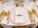 Glas Platzteller LONDON gold, roségold, silber, weiss, schwarz weds4rent mit Goldrand - Galerie - Bild 1