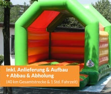 Hüpfburg grün-orange mit Dach (inkl. Anlieferung im Umkreis)