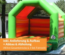 Hüpfburg grün-orange mit Dach (inkl. Anlieferung im Umkreis)