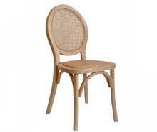 Holzstuhl LOUIS naturbraun mit Rattan Sitzfläche mieten | weds4rent