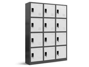 Schließfachschrank, 12 Fächer, grau