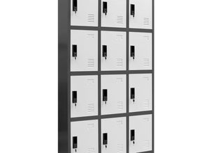 Schließfachschrank, 12 Fächer, grau