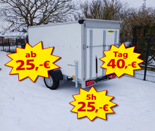 Kofferanhänger 1300 kg mit Auffahrrampe zu vermieten