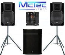 Lautsprecher Musikanlage Beschallungsanlage Partyanlage Boxen Mischpult 2x RCF Art 912 aktiv 1x dB Technologies Sub 18H aktiv