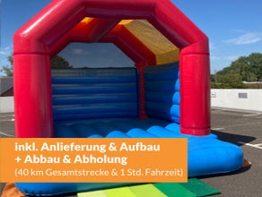 Hüpfburg rot-blau mit Dach (inkl. Anlieferung im Umkreis)