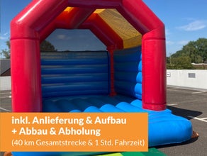 Hüpfburg rot-blau mit Dach (inkl. Anlieferung im Umkreis)