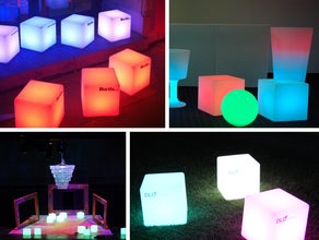 LED Würfel / Cube / Sitzwürfel / Leuchtwürfel / LED-Würfel / Deko Würfel / Lichtobjekt / Hocker / Lounge Möbel mieten