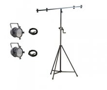 Licht Einsteigerkomplettset 1 · 2x LED-PAR je 36x3 W + Kabel + Stativ