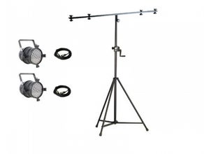Licht Einsteigerkomplettset 1 · 2x LED-PAR je 36x3 W + Kabel + Stativ