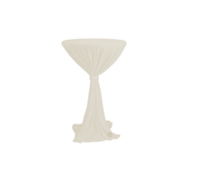 Wurfhusse mit Schleife creme mieten – Stehtisch, Bistrotisch, Hochtisch, Partytisch, Miettisch