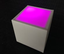 LED Akku Loungetisch 40x40cm  mit Glasplatte weiß