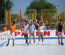 200 qm mobile Eisfläche, Eishockeyfläche, Kunsteisbahn, Kunststoffeisbahn, Eislaufbahn mieten